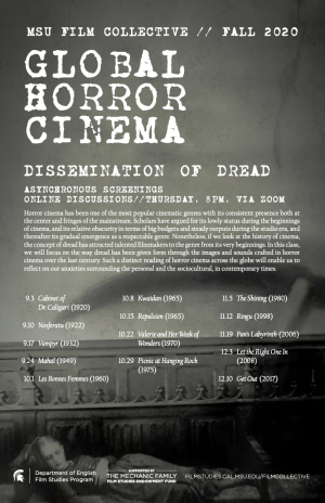 poster for Global Horror Cinema film series in Fall 2020